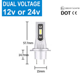 2 x H7 LED Headlight Bulbs - 4000LM