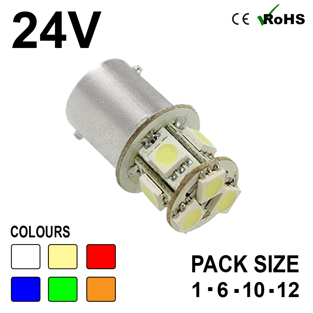 6V Warm White BA15d 8-SMD 5050 LED Bulb – Interior / Side Light For Classic Cars (Valley Lighting)