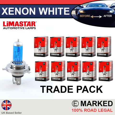 H4 472 55/60w Limastar Xenon White Halogen Bulbs (10 PACK)