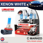 H8 708 35w Limastar Xenon White Halogen Bulbs (PAIR)
